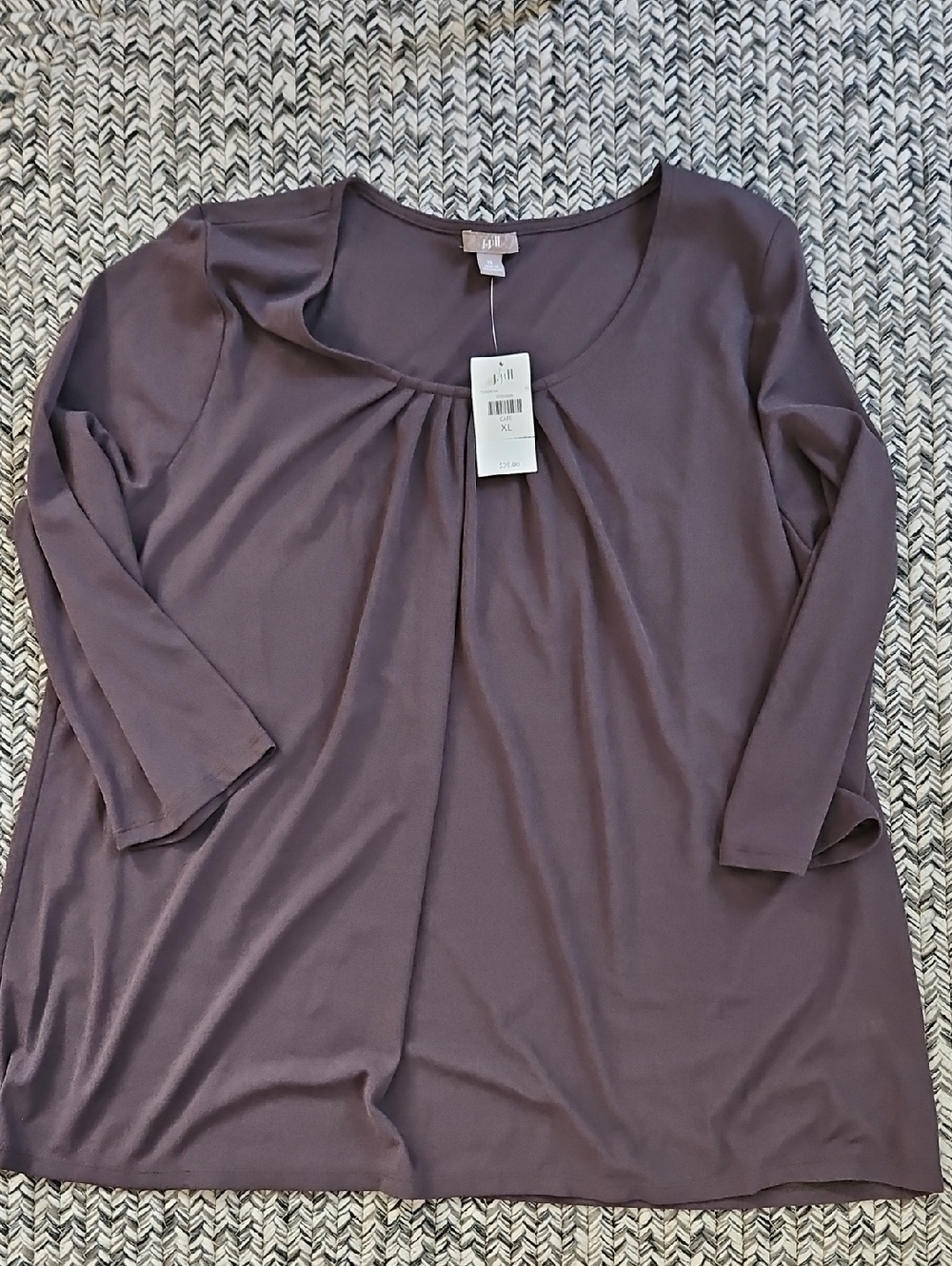J. Jill Cafe brown Scoop-Neck Long Sleeve Top